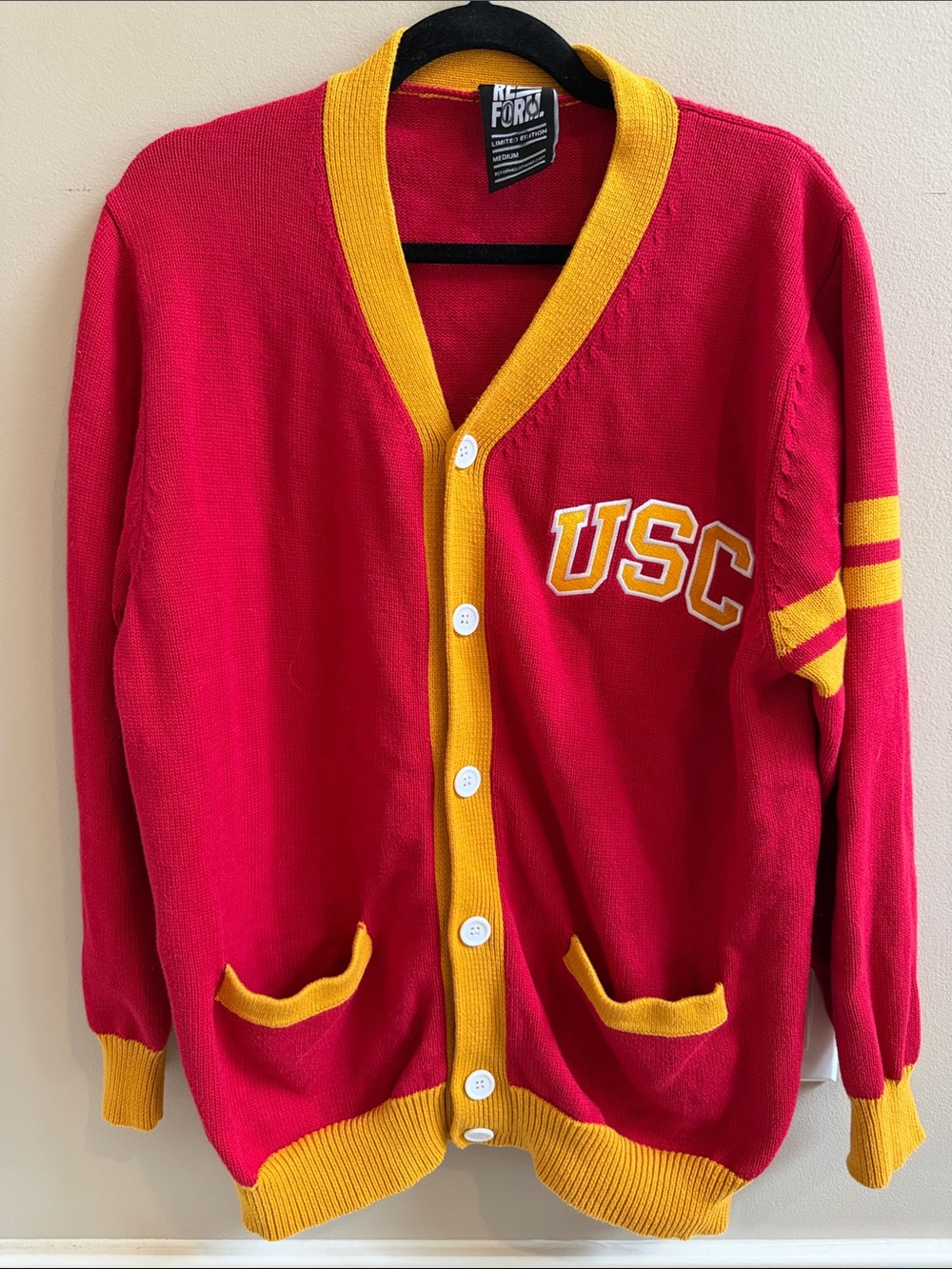 USC Reform Limited Edition Red & Gold Letterman Game Day Trojan Cardigan Sweater